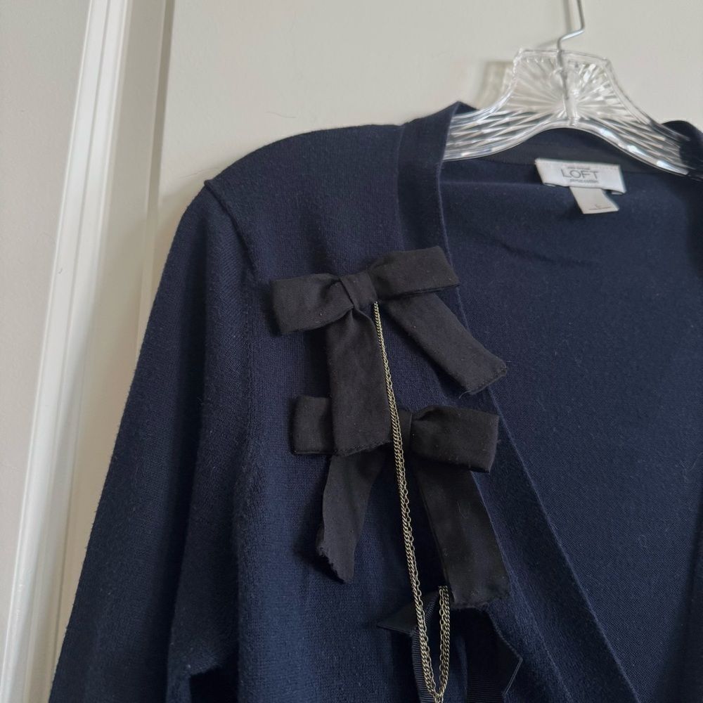 LOFT V-Neck Cardigan Sweater with bow detail - Picture 3 of 5